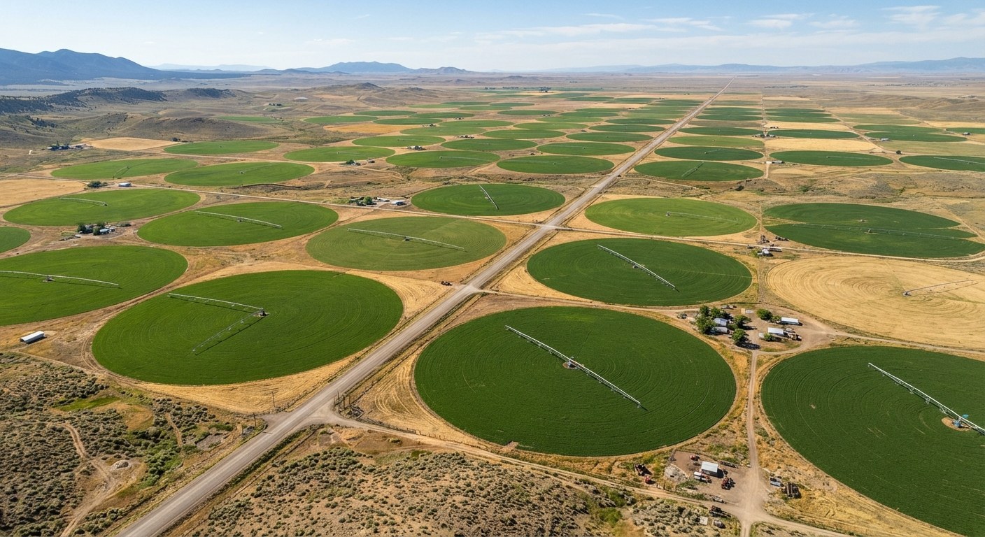 Open road through a broad landscape